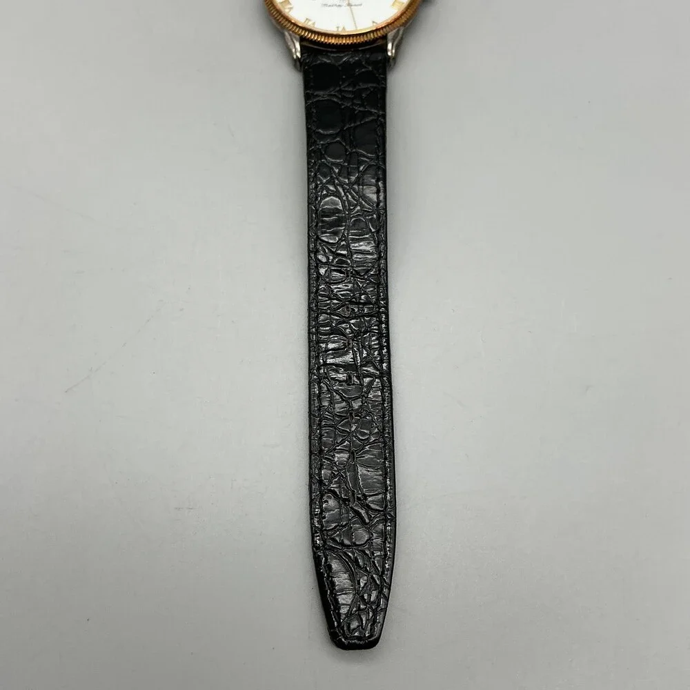 Mathey-Tissot Mens Watch 34mm Moon Phase Leather Date Swiss Made New Battery